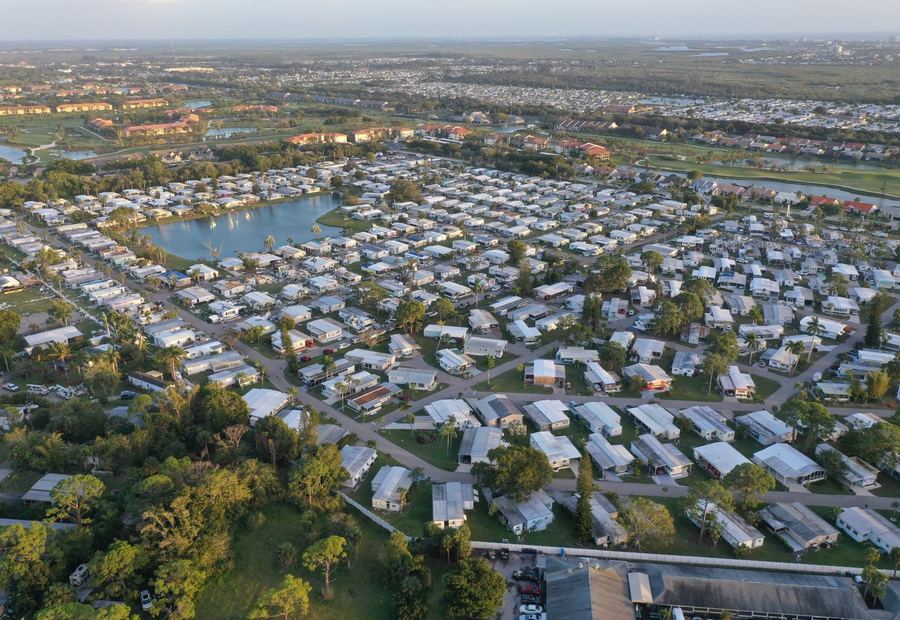Aerial view of a manufactured home community in Houston County